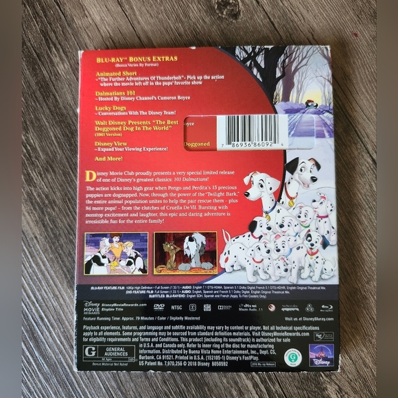 Disney Classic 101 Dalmatians Blu-ray And DVD Movie Bundle - Picture 3 of 3